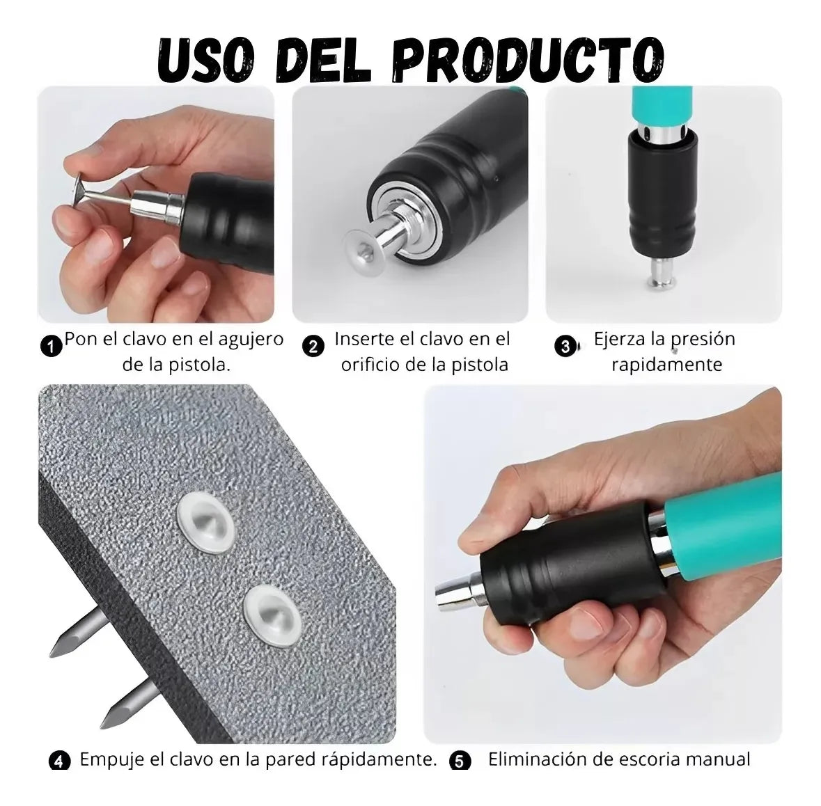 🔩⚡ ÚLTIMAS UNIDADES - Pistola Clavos Acero Neumática Clavadora - 45% OFF