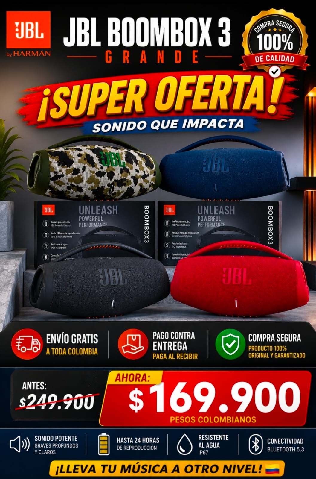 PROMO DE ÚLTIMOS DÍAS  - JBL BOMBOX 3 GRANDE- HASTA AGOTAR EXISTENCIA