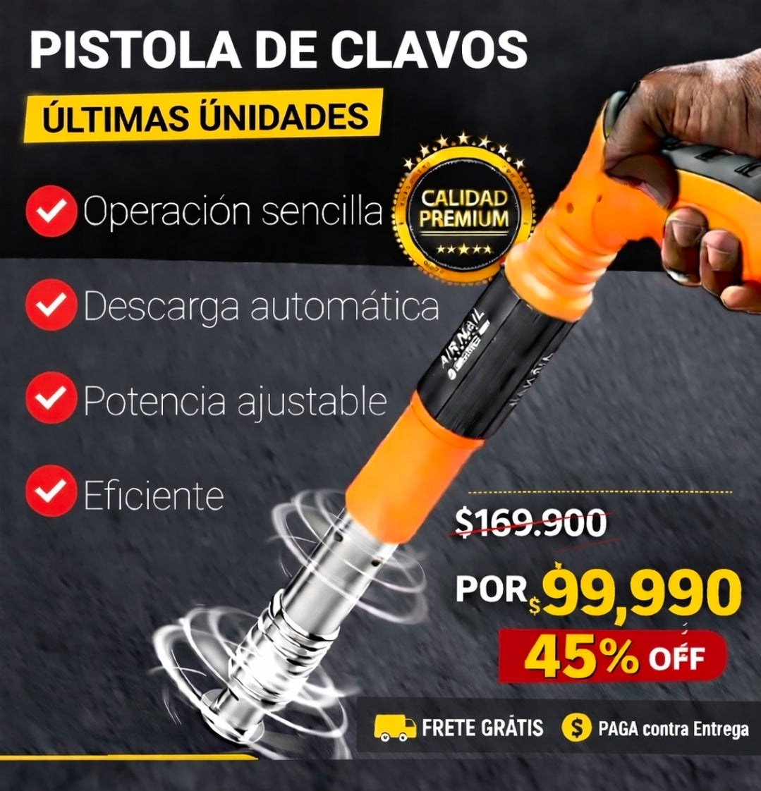 🔩⚡ ÚLTIMAS UNIDADES - Pistola Clavos Acero Neumática Clavadora - 45% OFF