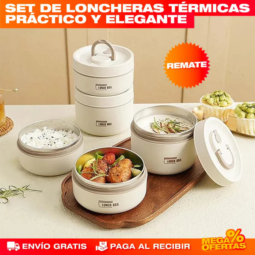 [GRAN LIQUIDACIÓN DE FIM STOCK] Portacomidas y Lonchera Térmica - Set x4 🔥