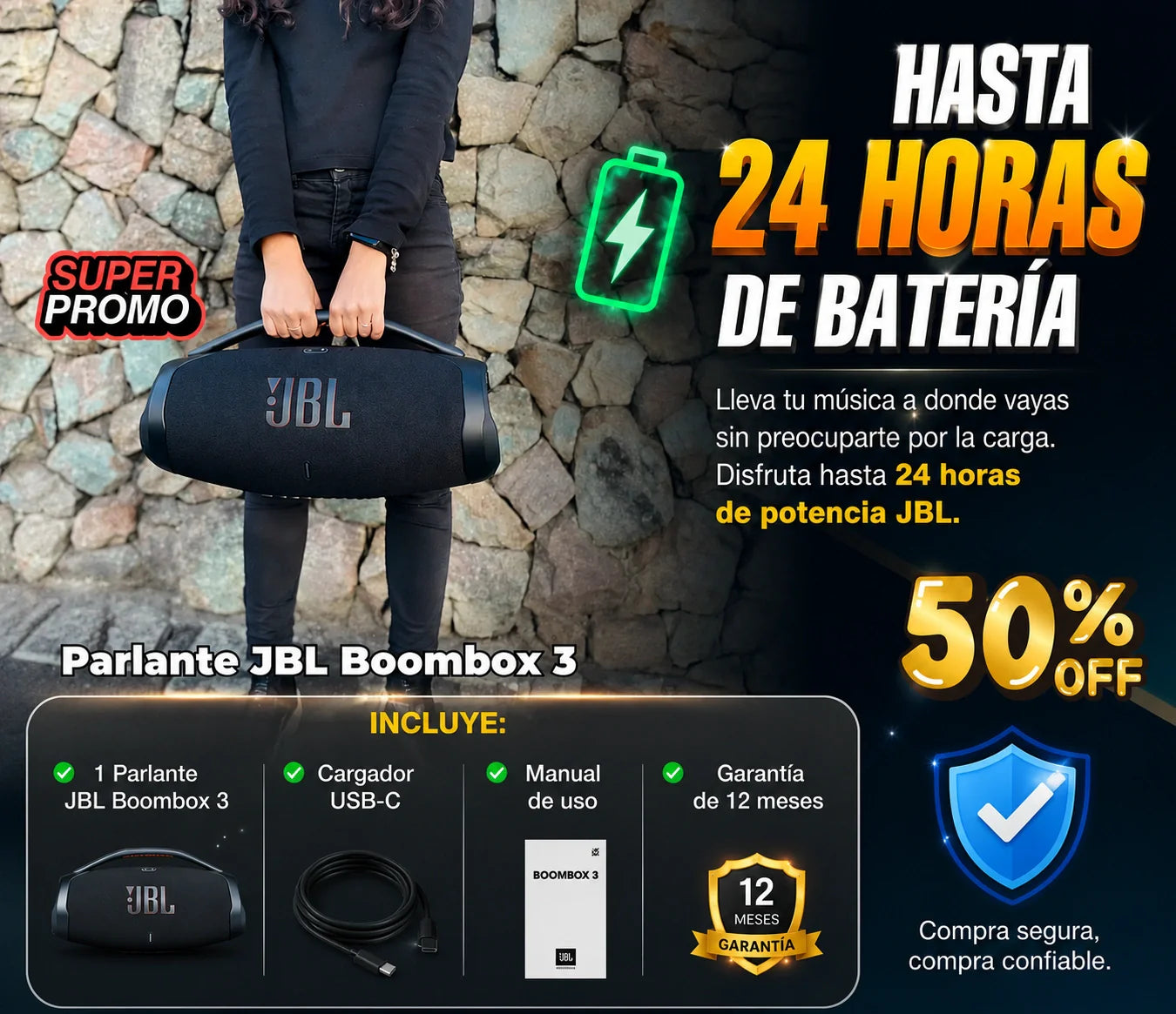 PROMO DE ÚLTIMOS DÍAS  - JBL BOMBOX 3 GRANDE- HASTA AGOTAR EXISTENCIA