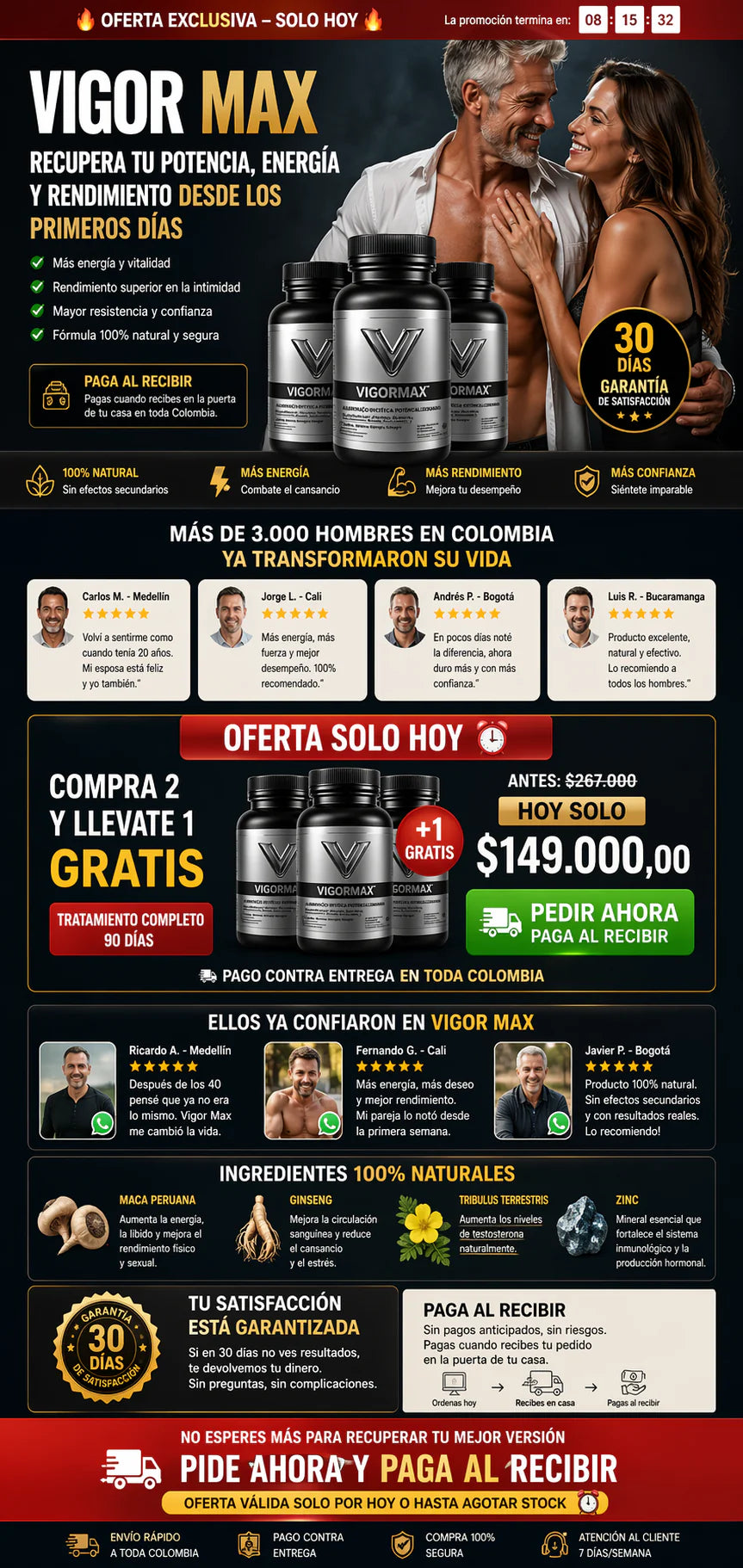 🔥[ÚLTIMAS UNIDADES] Vigor Max – Recupera tu rendimiento en la cama de forma natural y segura - ENTREGA CON DESCRIPCIÓN