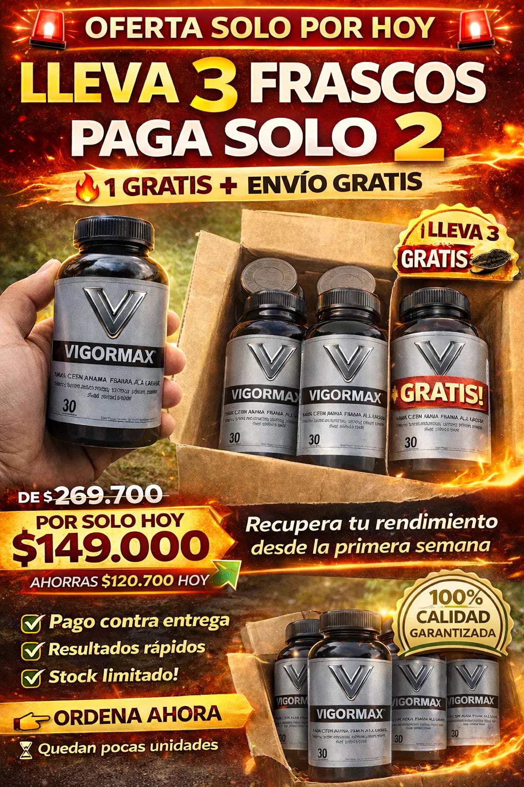 🔥[ÚLTIMAS UNIDADES] Vigor Max – Recupera tu rendimiento en la cama de forma natural y segura - ENTREGA CON DESCRIPCIÓN