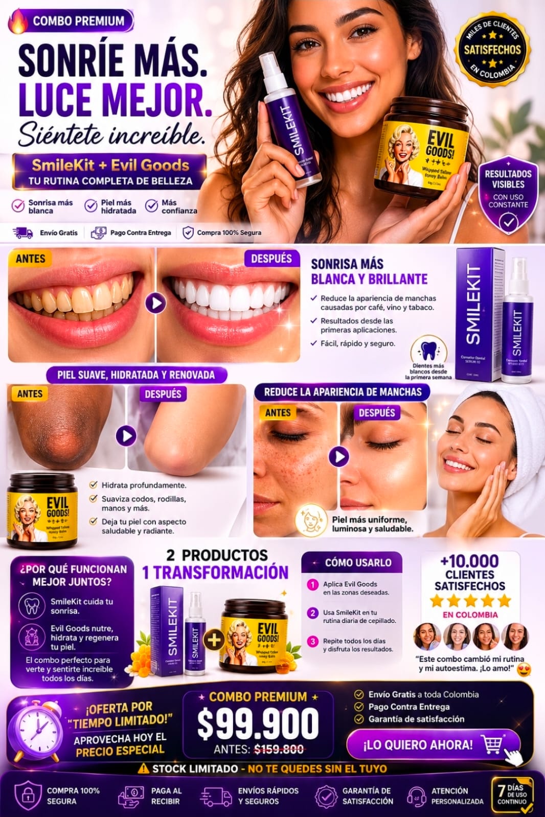 COMBO PREMIUM PERFECTO: Evil Goods + Smile Kit Blanqueador OFERTA POR TIEMPO LIMITADO!