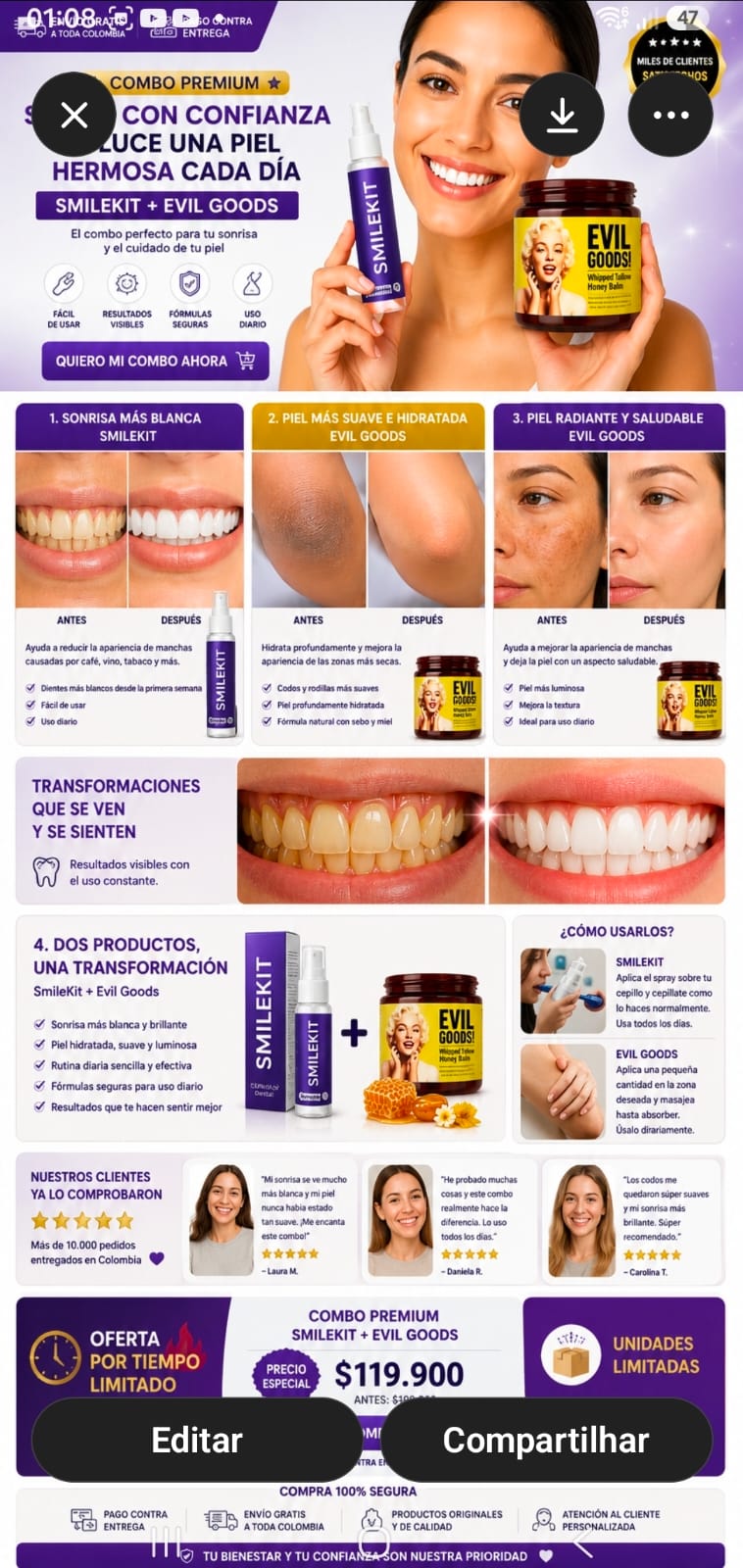 COMBO PREMIUM PERFECTO: Evil Goods + Smile Kit Blanqueador OFERTA POR TIEMPO LIMITADO!